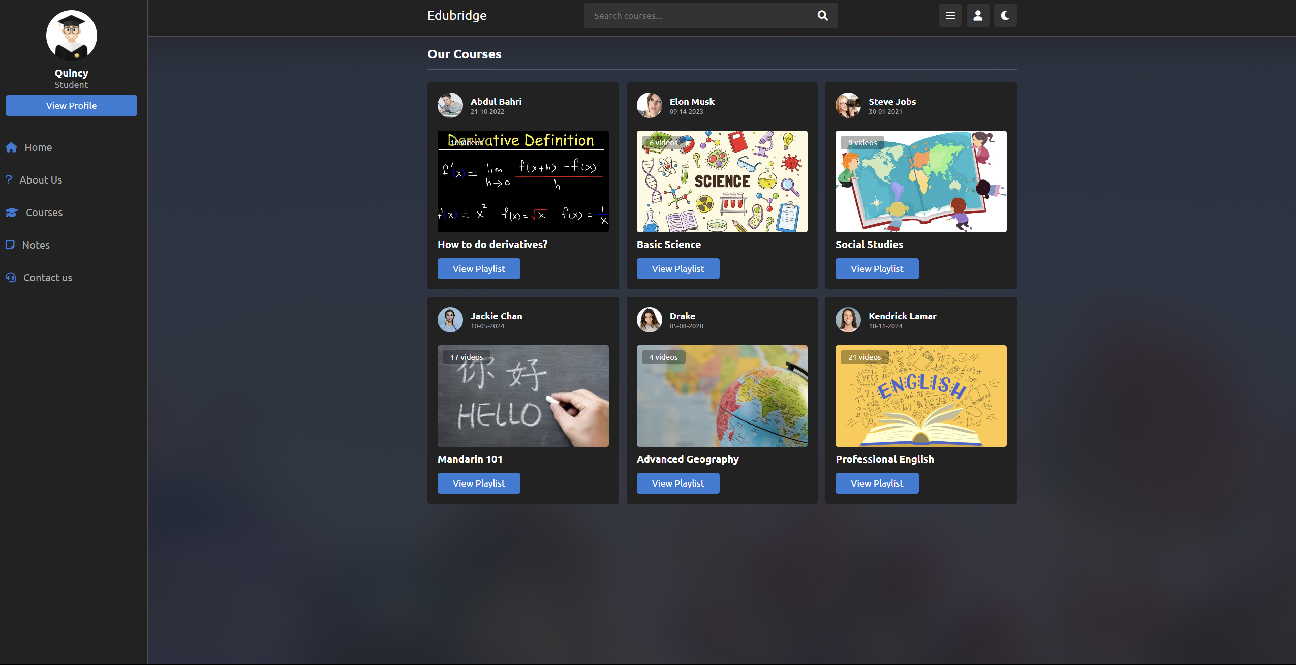 EduBridge Courses page